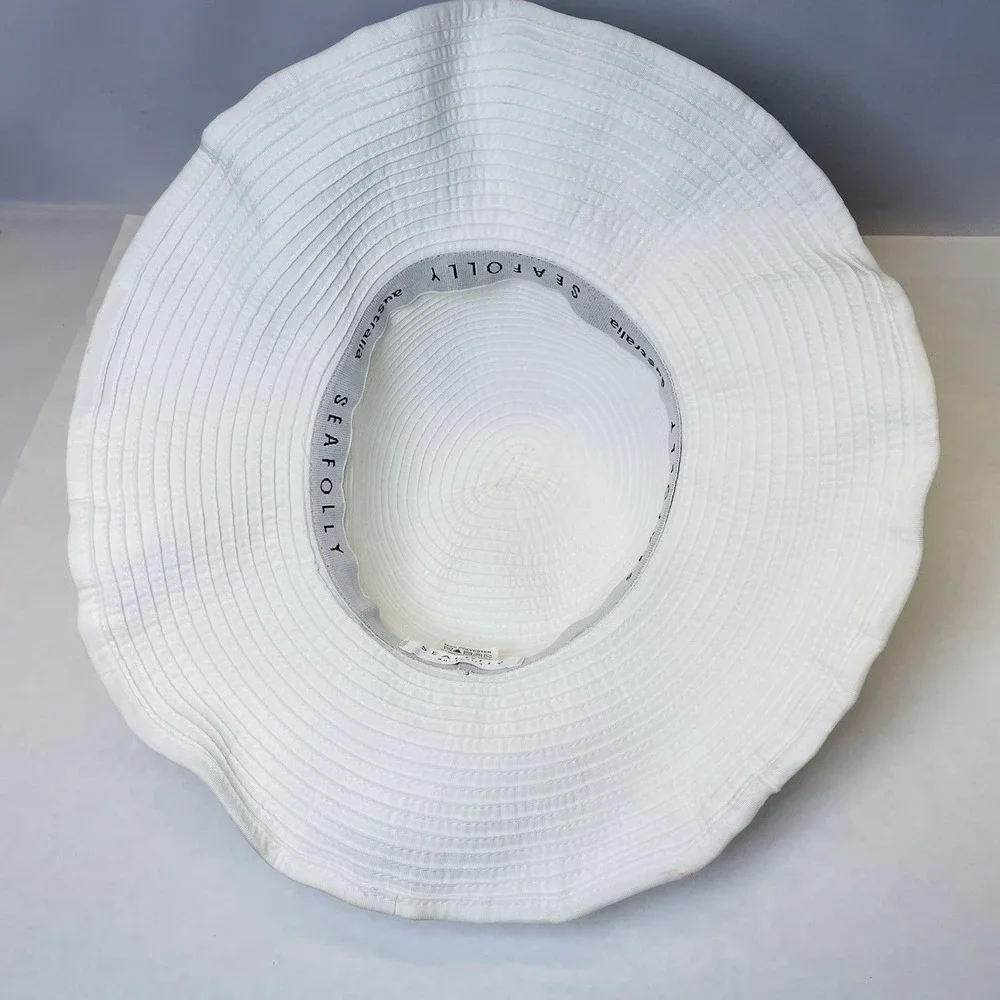 Seafolly Australia Hat Wide Brim Women's Hat Beach Travel One Size‎ White